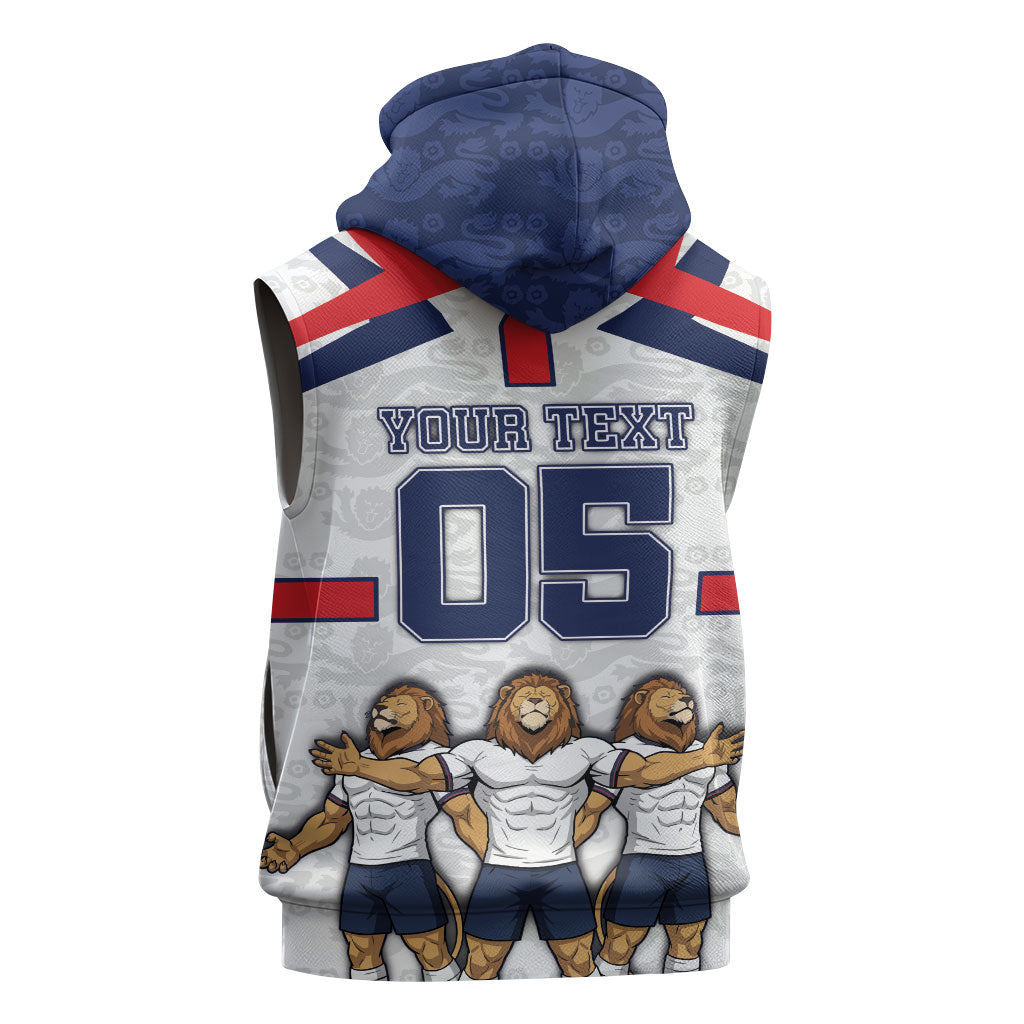 Custom England Football Sleeveless Zip Hoodie Three Lions Trophy St George Cross