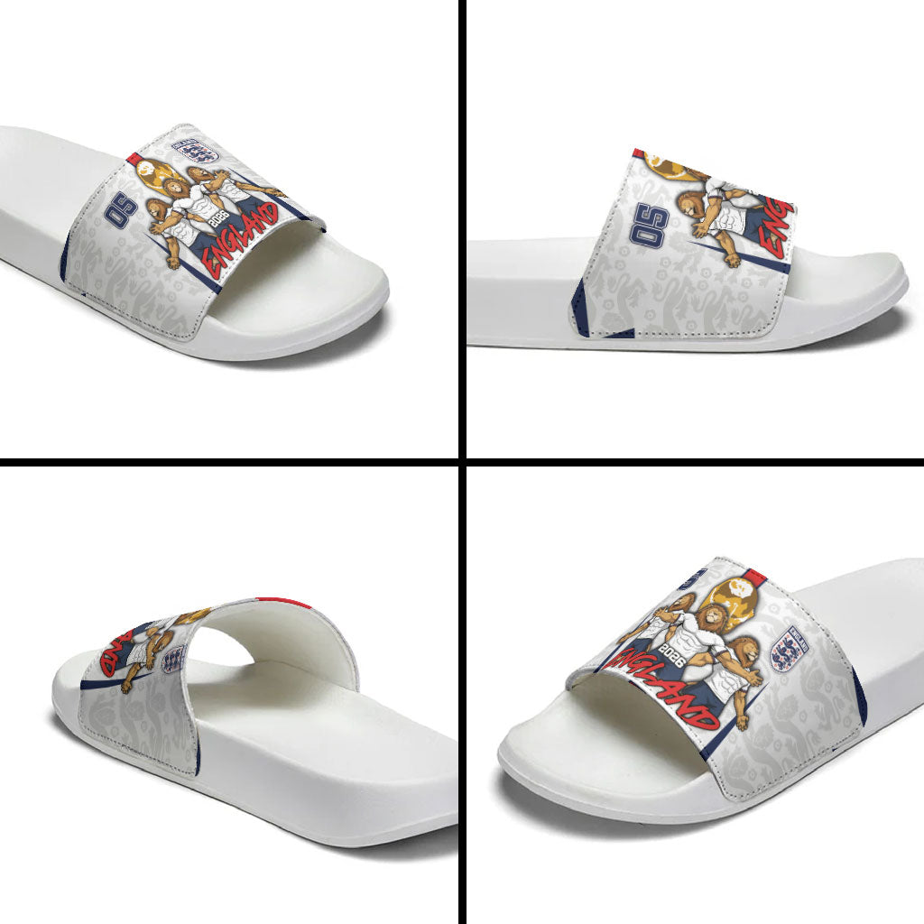 Custom England Football Slide Sandals Three Lions Trophy St George Cross