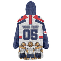Custom England Football Wearable Blanket Hoodie Three Lions Trophy St George Cross
