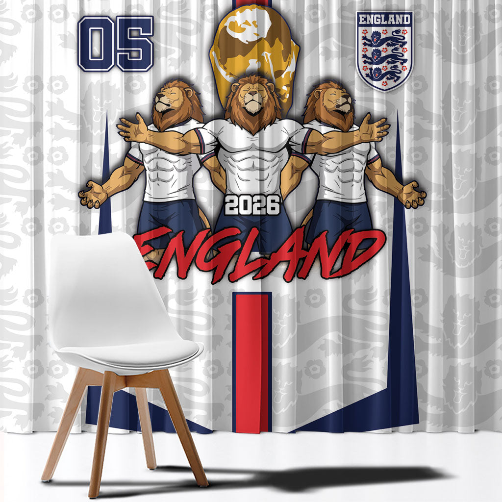 Custom England Football Window Curtain Three Lions Trophy St George Cross