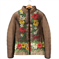 Muscle Hairy Hawaii 3D Funny Graphic Padded Jacket Six Pack Abs Flower Lei Luau Prank DT05 - Polynesian Pride