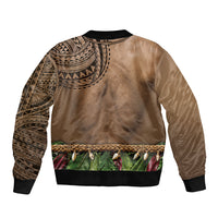 Warrior Muscle Tattoo 3D Funny Graphic Bomber Jacket Six Pack Abs Bone Necklace Leaf Skirt DT05 - Polynesian Pride