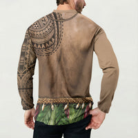 Warrior Muscle Tattoo 3D Funny Graphic Button Sweatshirt Six Pack Abs Bone Necklace Leaf Skirt DT05 - Polynesian Pride