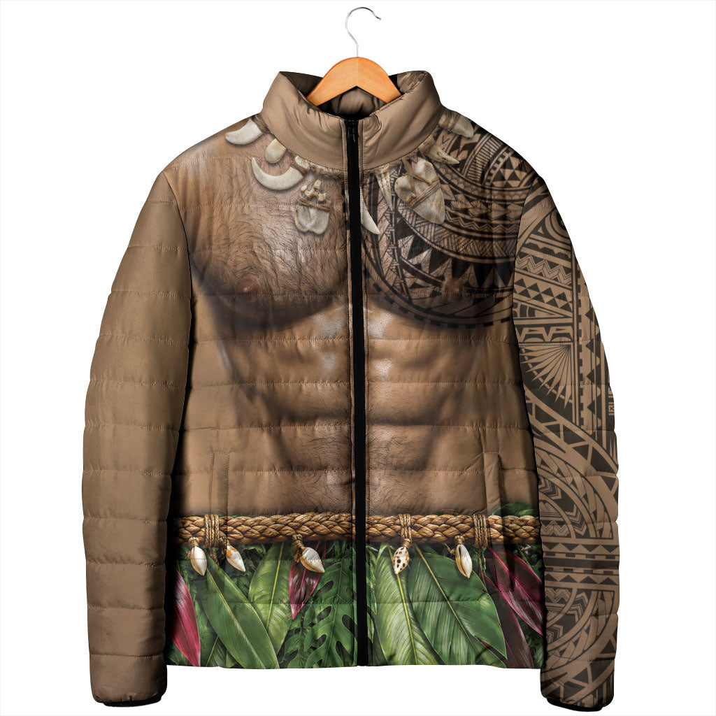 Warrior Muscle Tattoo 3D Funny Graphic Padded Jacket Six Pack Abs Bone Necklace Leaf Skirt DT05 - Polynesian Pride