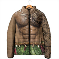Warrior Muscle Tattoo 3D Funny Graphic Padded Jacket Six Pack Abs Bone Necklace Leaf Skirt DT05 - Polynesian Pride
