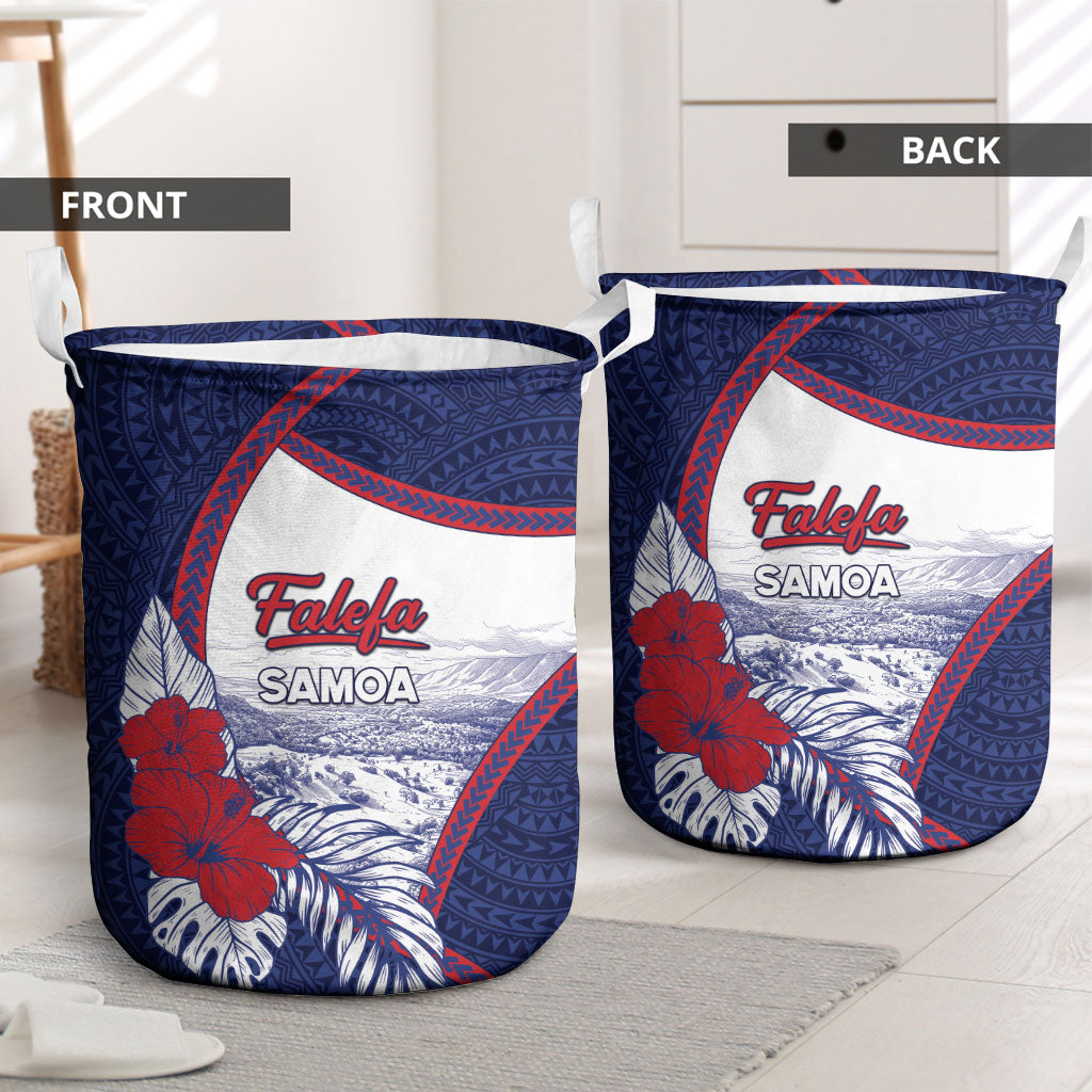 Falefa Samoa Village Laundry Basket Valley Polynesian Tribal Hibiscus Floral