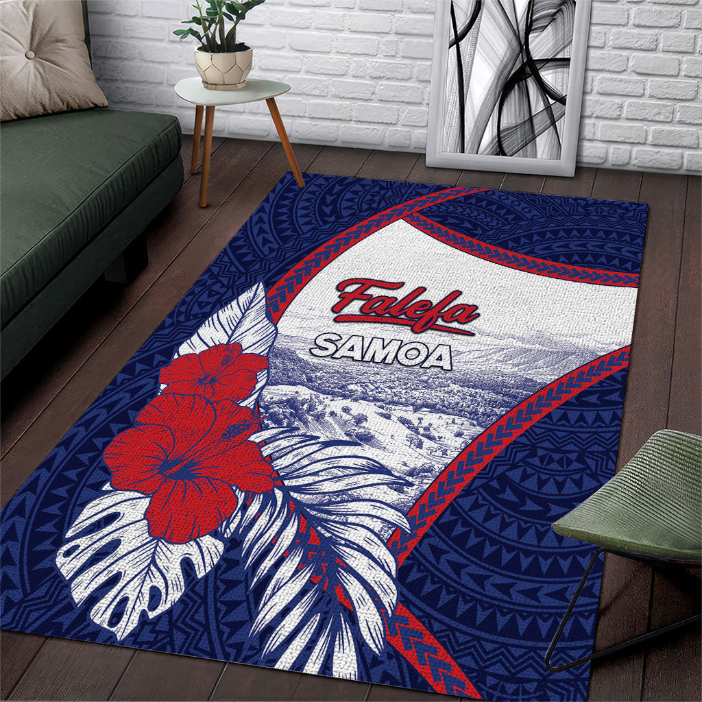 Falefa Samoa Village Area Rug Valley Polynesian Tribal Hibiscus Floral