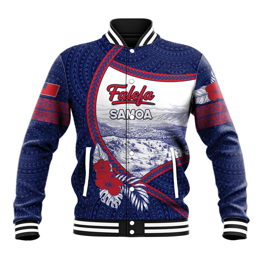 Personalised Falefa Samoa Village Baseball Jacket Valley Polynesian Tribal Hibiscus Floral