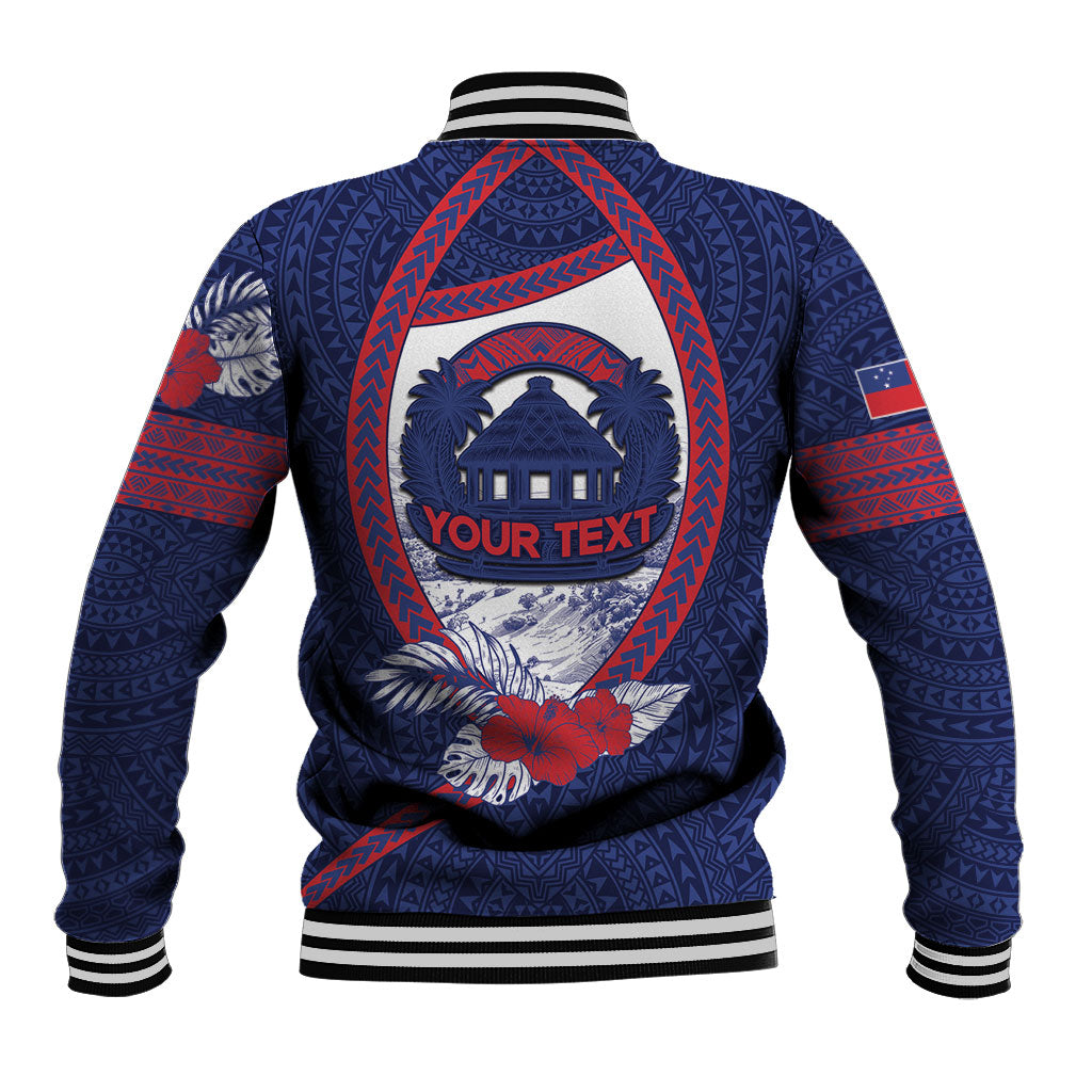 Personalised Falefa Samoa Village Baseball Jacket Valley Polynesian Tribal Hibiscus Floral