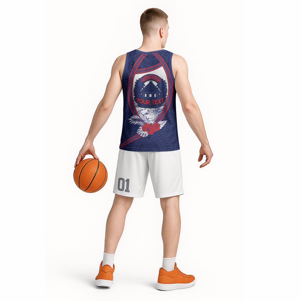 Personalised Falefa Samoa Village Basketball Jersey Valley Polynesian Tribal Hibiscus Floral