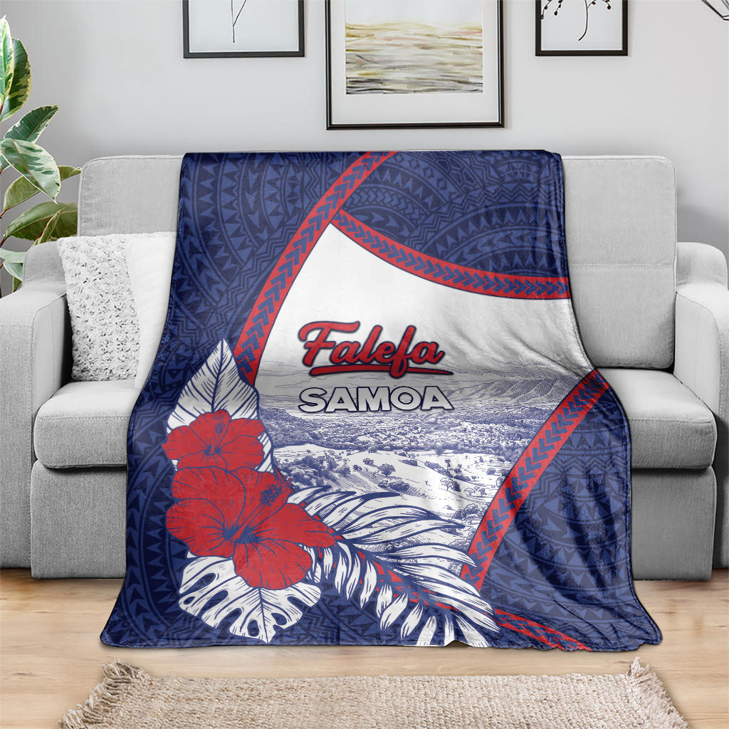Falefa Samoa Village Blanket Valley Polynesian Tribal Hibiscus Floral