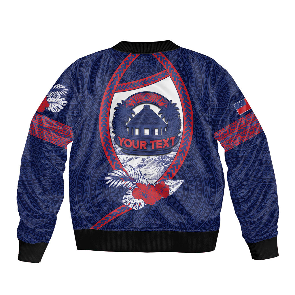 Personalised Falefa Samoa Village Bomber Jacket Valley Polynesian Tribal Hibiscus Floral