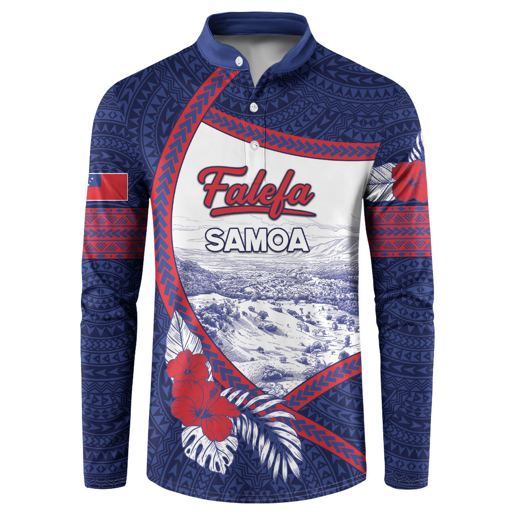 Personalised Falefa Samoa Village Button Sweatshirt Valley Polynesian Tribal Hibiscus Floral