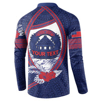 Personalised Falefa Samoa Village Button Sweatshirt Valley Polynesian Tribal Hibiscus Floral
