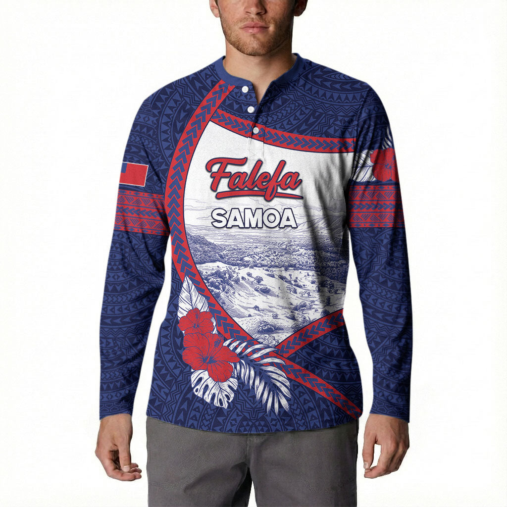 Personalised Falefa Samoa Village Button Sweatshirt Valley Polynesian Tribal Hibiscus Floral
