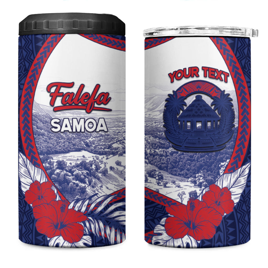 Personalised Falefa Samoa Village 4 in 1 Can Cooler Tumbler Valley Polynesian Tribal Hibiscus Floral