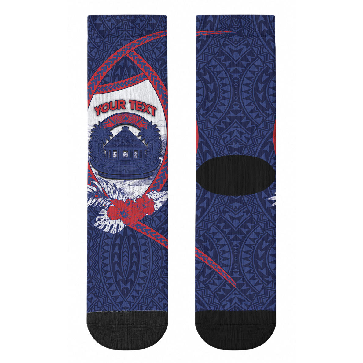 Personalised Falefa Samoa Village Crew Socks Valley Polynesian Tribal Hibiscus Floral DT05 - Polynesian Pride