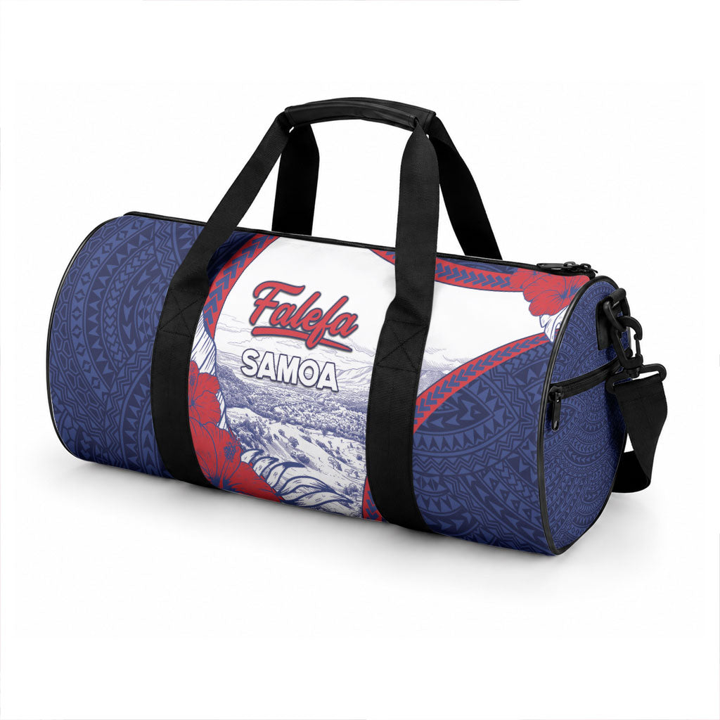 Falefa Samoa Village Duffle Bag Valley Polynesian Tribal Hibiscus Floral
