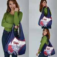 Falefa Samoa Village Grocery Bag Valley Polynesian Tribal Hibiscus Floral