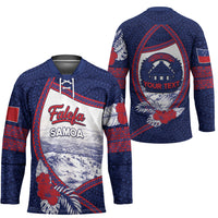 Personalised Falefa Samoa Village Hockey Jersey Valley Polynesian Tribal Hibiscus Floral