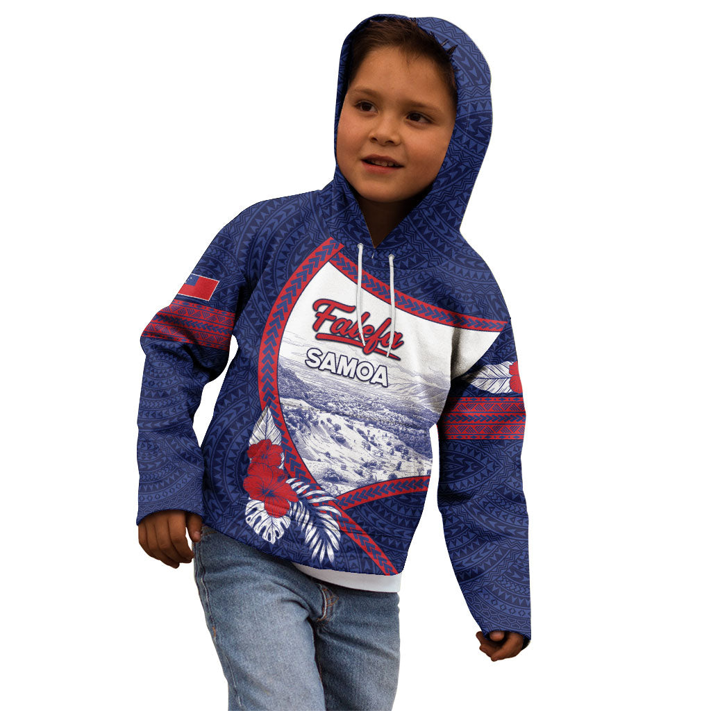Personalised Falefa Samoa Village Kid Hoodie Valley Polynesian Tribal Hibiscus Floral