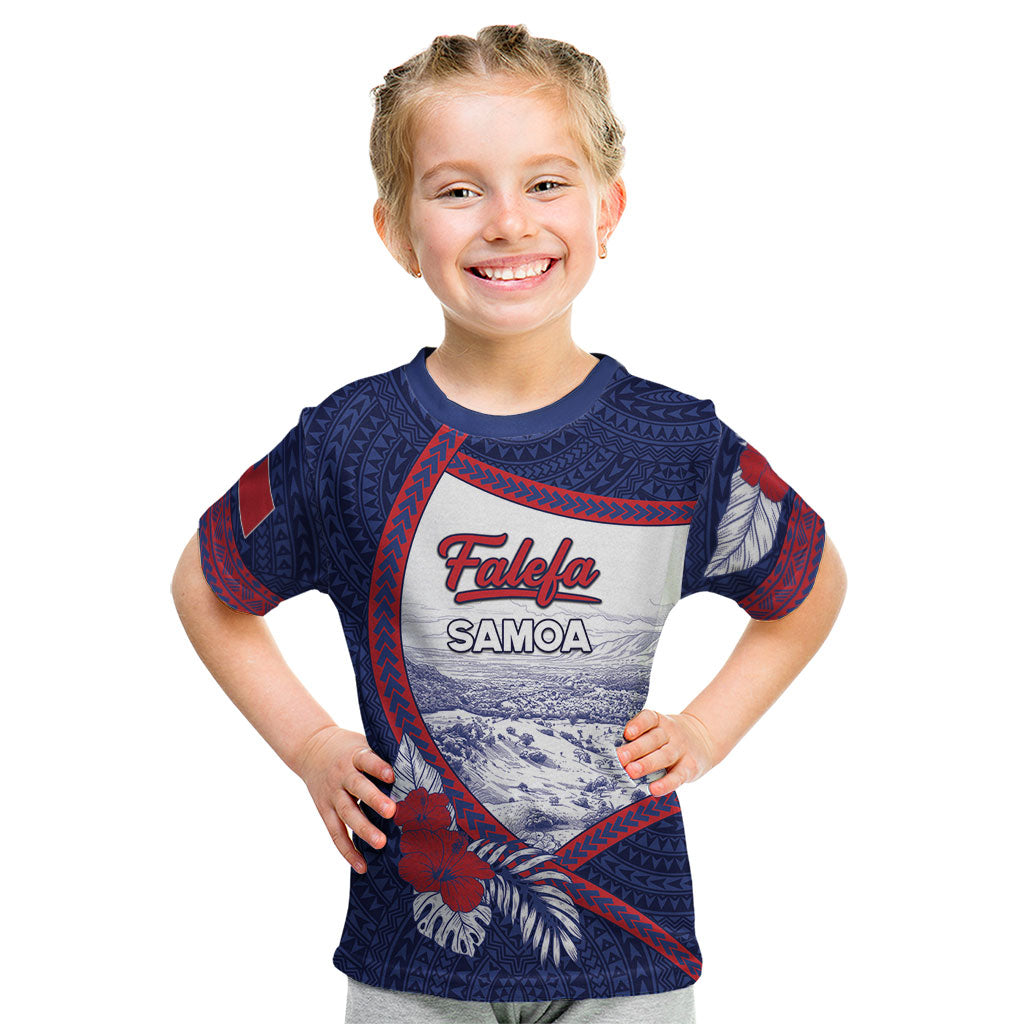Personalised Falefa Samoa Village Kid T Shirt Valley Polynesian Tribal Hibiscus Floral
