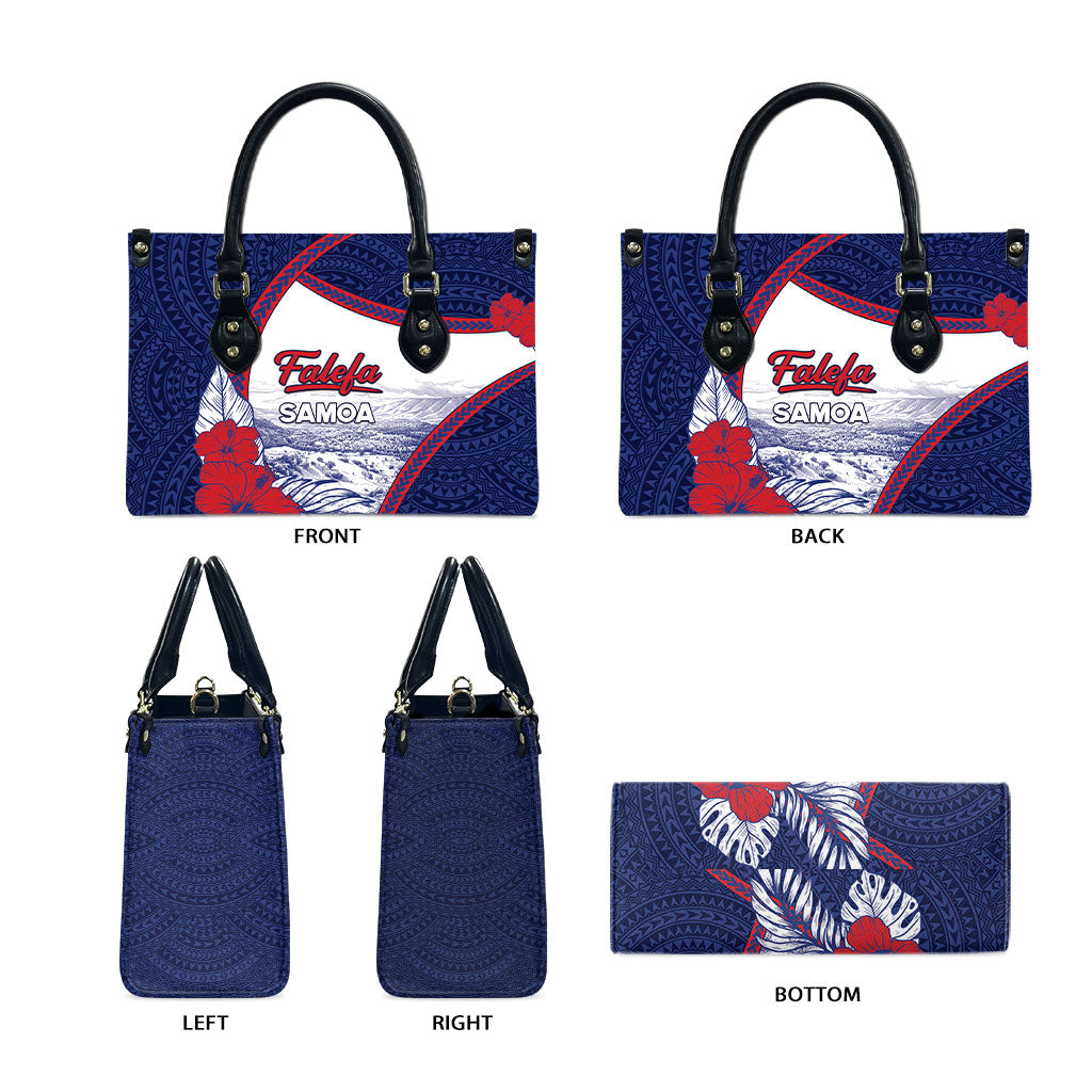 Falefa Samoa Village Leather Bag Valley Polynesian Tribal Hibiscus Floral