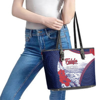 Falefa Samoa Village Leather Tote Bag Valley Polynesian Tribal Hibiscus Floral