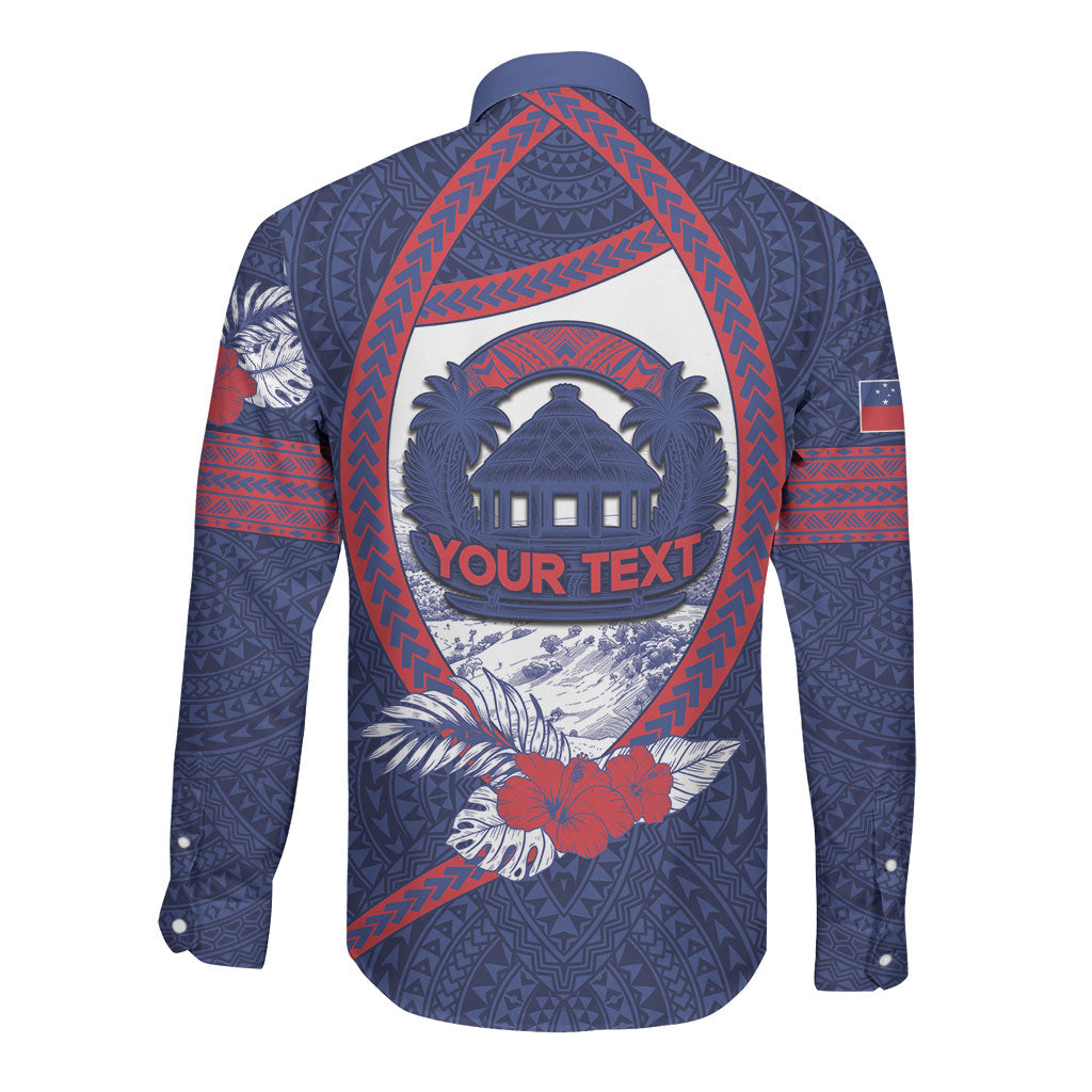 Personalised Falefa Samoa Village Long Sleeve Button Shirt Valley Polynesian Tribal Hibiscus Floral