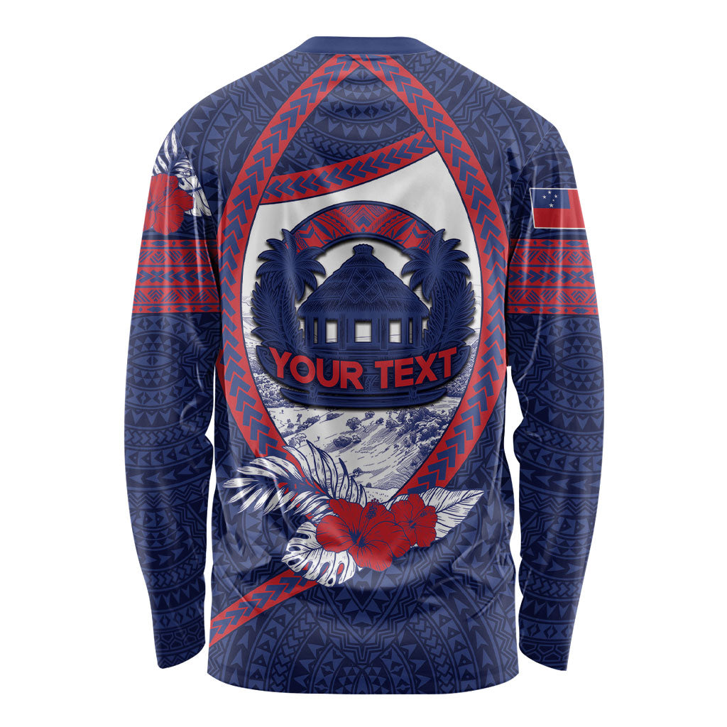 Personalised Falefa Samoa Village Long Sleeve Shirt Valley Polynesian Tribal Hibiscus Floral