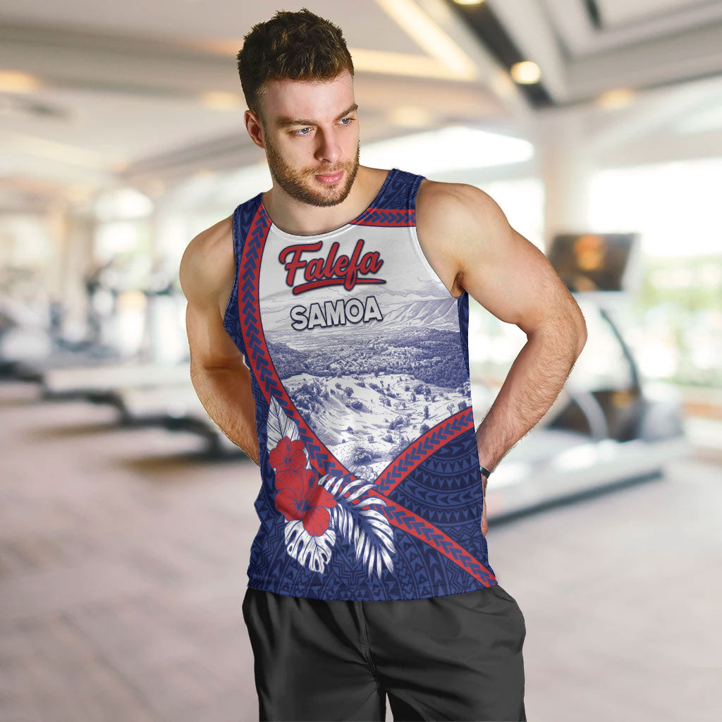 Personalised Falefa Samoa Village Men Tank Top Valley Polynesian Tribal Hibiscus Floral