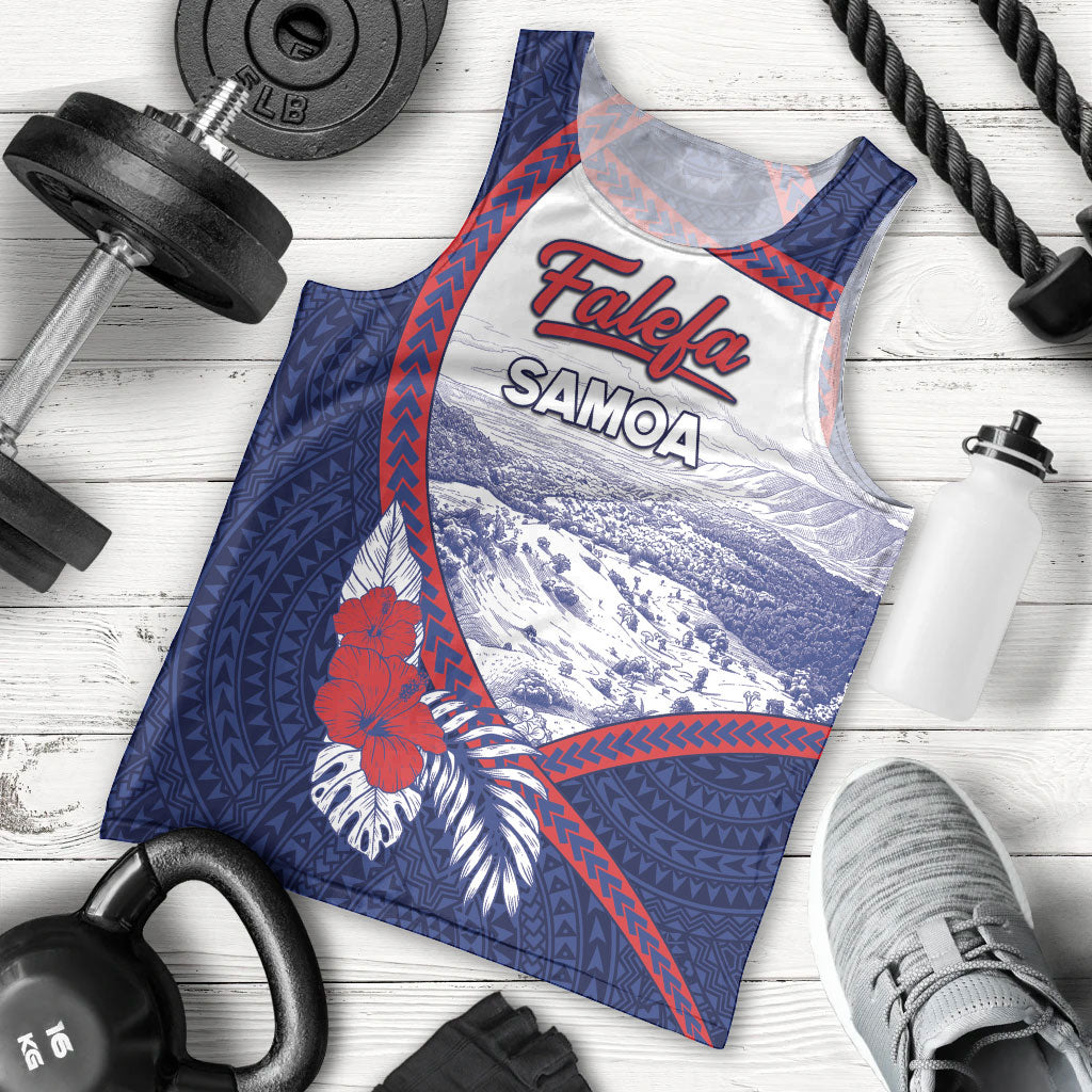Personalised Falefa Samoa Village Men Tank Top Valley Polynesian Tribal Hibiscus Floral