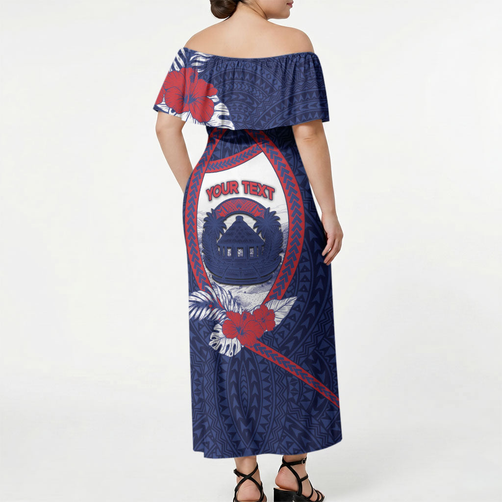 Personalised Falefa Samoa Village Off Shoulder Maxi Dress Valley Polynesian Tribal Hibiscus Floral