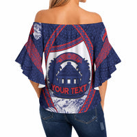 Personalised Falefa Samoa Village Off Shoulder Wrap Waist Top Valley Polynesian Tribal Hibiscus Floral