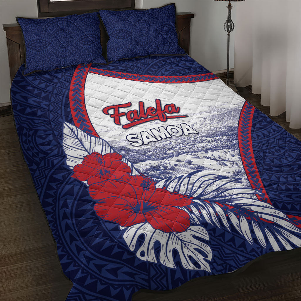 Falefa Samoa Village Quilt Bed Set Valley Polynesian Tribal Hibiscus Floral