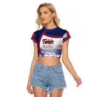 Personalised Falefa Samoa Village Raglan Cropped T Shirt Valley Polynesian Tribal Hibiscus Floral