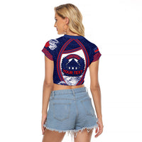Personalised Falefa Samoa Village Raglan Cropped T Shirt Valley Polynesian Tribal Hibiscus Floral