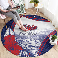 Falefa Samoa Village Round Carpet Valley Polynesian Tribal Hibiscus Floral