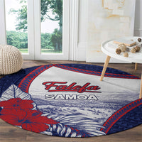 Falefa Samoa Village Round Carpet Valley Polynesian Tribal Hibiscus Floral
