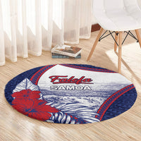 Falefa Samoa Village Round Carpet Valley Polynesian Tribal Hibiscus Floral