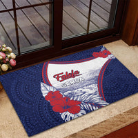 Falefa Samoa Village Rubber Doormat Valley Polynesian Tribal Hibiscus Floral