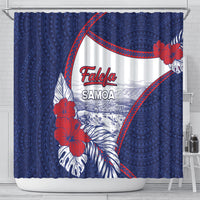 Falefa Samoa Village Shower Curtain Valley Polynesian Tribal Hibiscus Floral