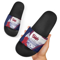Falefa Samoa Village Slide Sandals Valley Polynesian Tribal Hibiscus Floral