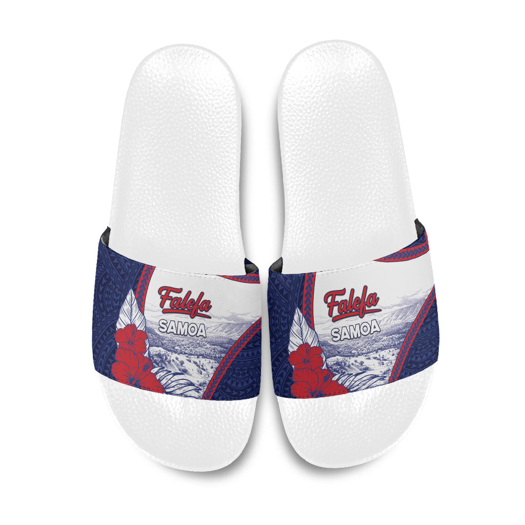 Falefa Samoa Village Slide Sandals Valley Polynesian Tribal Hibiscus Floral