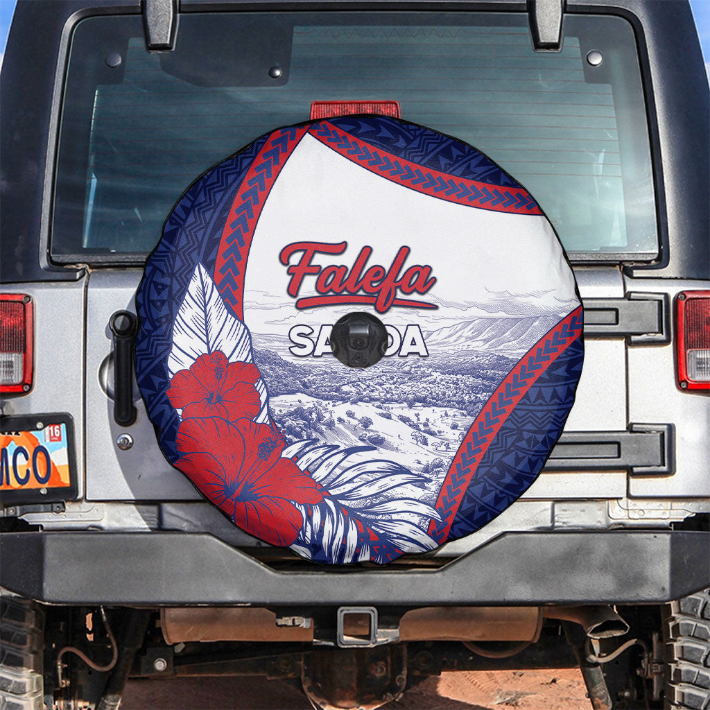 Falefa Samoa Village Spare Tire Cover Valley Polynesian Tribal Hibiscus Floral