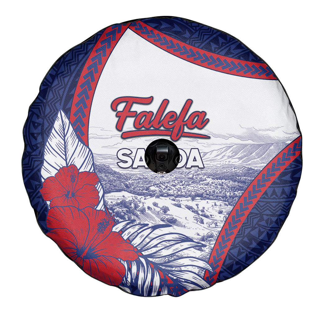 Falefa Samoa Village Spare Tire Cover Valley Polynesian Tribal Hibiscus Floral