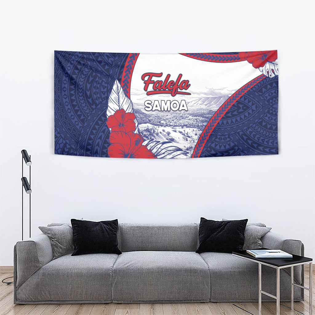 Falefa Samoa Village Tapestry Valley Polynesian Tribal Hibiscus Floral