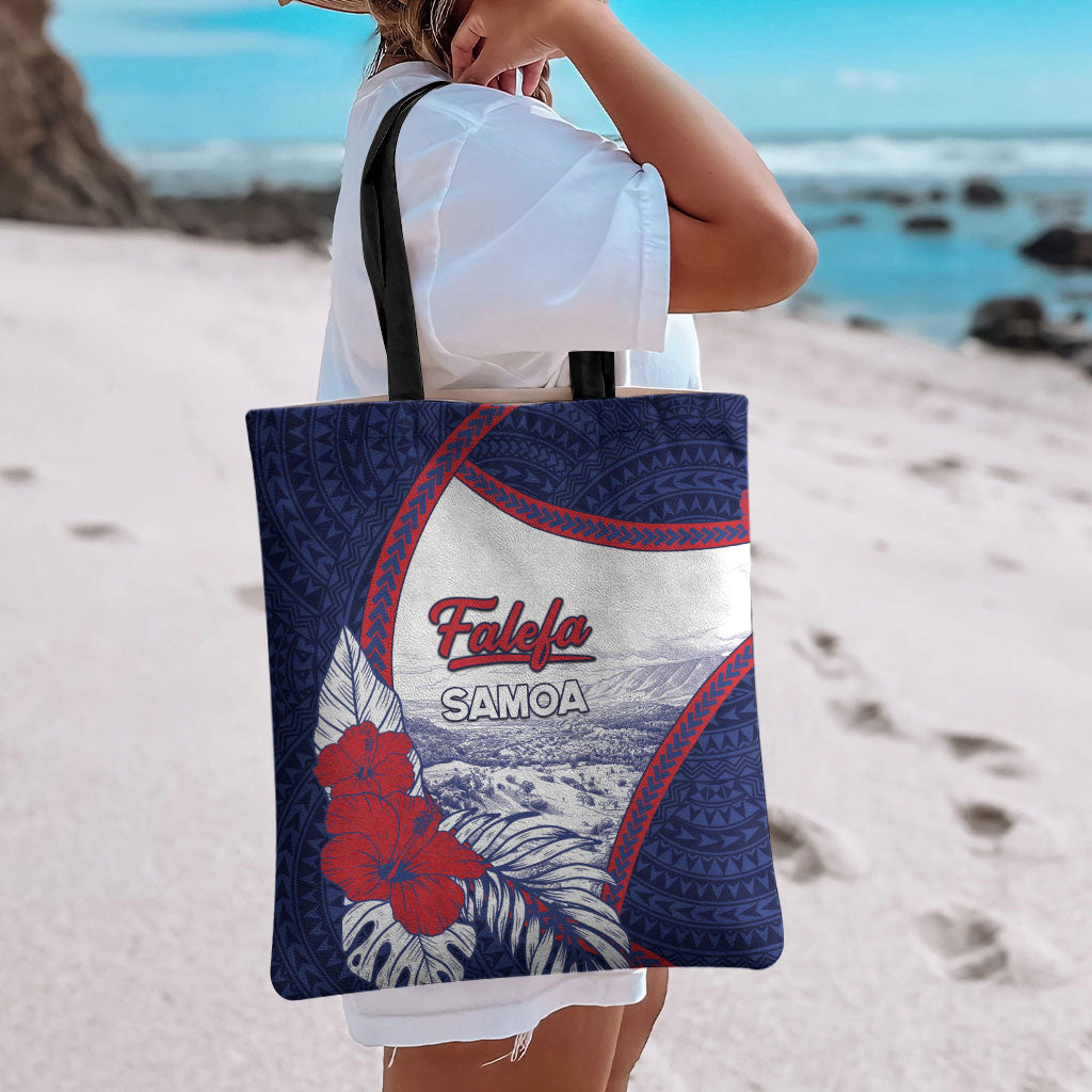 Falefa Samoa Village Tote Bag Valley Polynesian Tribal Hibiscus Floral