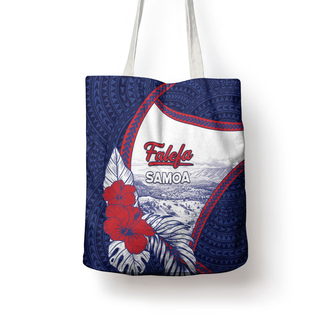 Falefa Samoa Village Tote Bag Valley Polynesian Tribal Hibiscus Floral