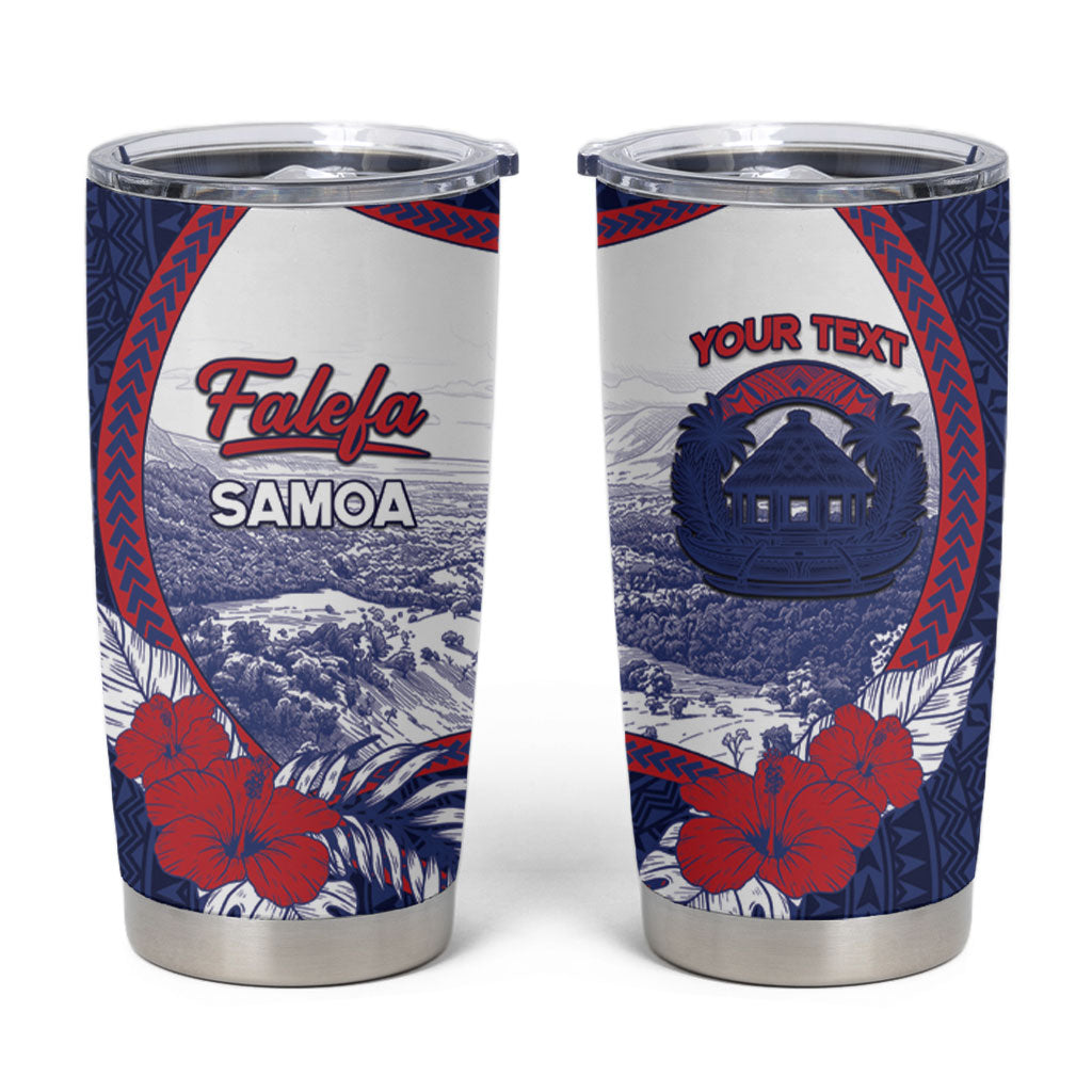 Personalised Falefa Samoa Village Tumbler Cup Valley Polynesian Tribal Hibiscus Floral